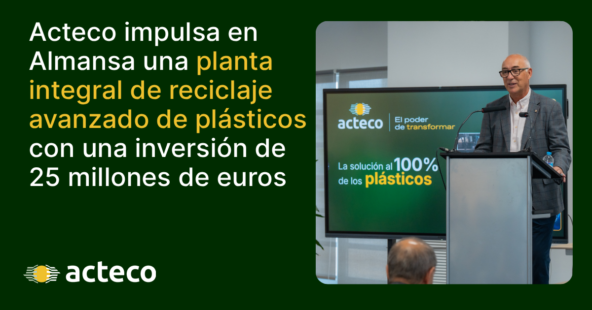 Jorge Ramis Valls, CEO de Acteco, en la presentación de la nueva planta integral de reciclaje avanzado de plásticos en Almansa con inversión de 25 millones de euros.